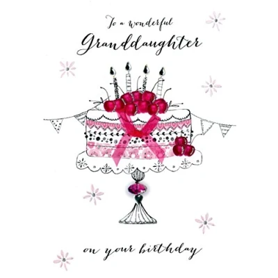 Image of Wonderul Granddaughter Birthday Embellished Greeting Card Joie De Vivre Cards