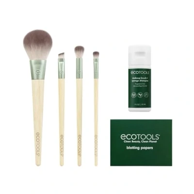 Image of EcoTools Limited Edition Merry Must Haves Kit, Face &amp; Eyeshadow Makeup Brushes, Brush Shampoo Cleanser, Blotting Papers for Matte Makeup, Eco Friendly, 6 Piece Gift Set