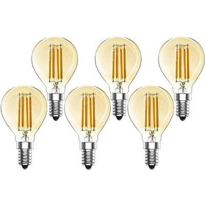 Image of ZFQ 6 Pack 4W E14 G45 Small Edison Screw LED Filament Bulb, Non dimmable, 400LM, Warm White 2700K, Vintage Smoked Gold Glass Mini Globe 80Ra, 40W Incandescent
