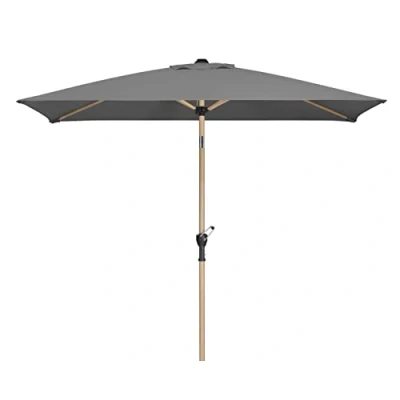 Image of Schneider Cordoba Parasol, Powder Coated Steel Frame with Wood Look, Canopy 100% Polyester, 4.12 kg, charcoal, 230 x 150 cm, Anthracite