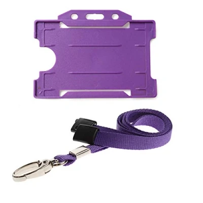 Image of ALG ID Cards® Purple Card Badge Holder Lanyard Neck Strap with Metal Clip &amp; Safety Breakaway Release for Pass