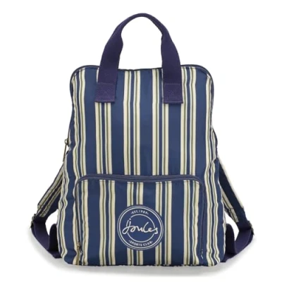Image of Joules Softside Packaway Backpack with Adjustable Straps, Striped Blue