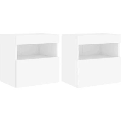 Image of vidaXL TV Wall Cabinets with LED Lights 2 pcs White 40x30x40 cm