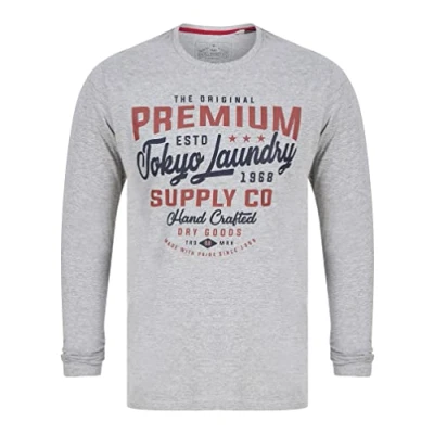 Image of Tokyo Laundry Men&#039;s Nect Vintage Retro Graphic Cotton Jersey Long Sleeve Top