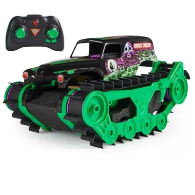 Image of Monster Jam, Official Grave Digger Trax All Terrain Remote Control Outdoor Vehicle, 1:15 Scale, Kids Toys for Boys and Girls Ages 4 up