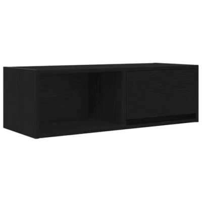 Image of vidaXL TV Cabinet Black Oak Engineered Wood, Modern Wall Mounted Media Console with Ample Storage, 80x31x25.5 cm for Living Room Décor