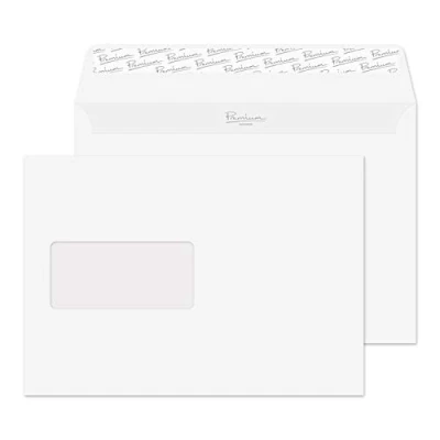Image of Blake Business C5 162 x 229 mm 120 gsm Peel &amp; Seal Window Wallet Envelopes (91708) Diamond White Laid Pack of 500
