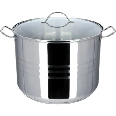 Image of KADAX Stockpot 16 L, Stainless Steel Pot with Glass Lid for Preparing Soups and Stews, Large Silver Handles Cooking Stocks Broths