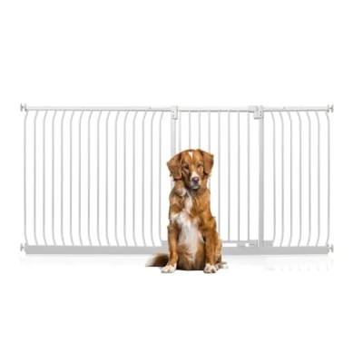 Image of Bettacare Extra Tall Elite Dog Gate, 216cm 225cm, Matt White, 96.8cm in Height, Pressure Fit Pet Gate for and Puppy, Barrier, Easy Installation