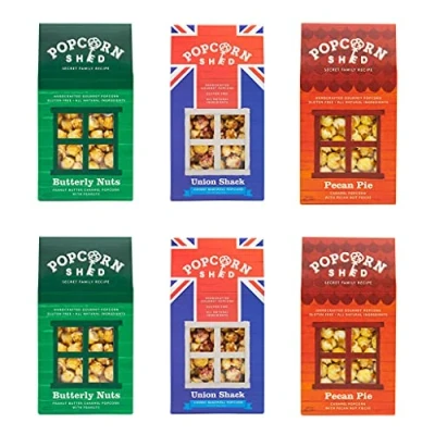 Image of Popcorn Shed 6 Nut Bundle Three Nuts Gourmet Variety Pack (6 Pack), Gluten Free, Natural &amp; Vegetarian Movie Night Snacks