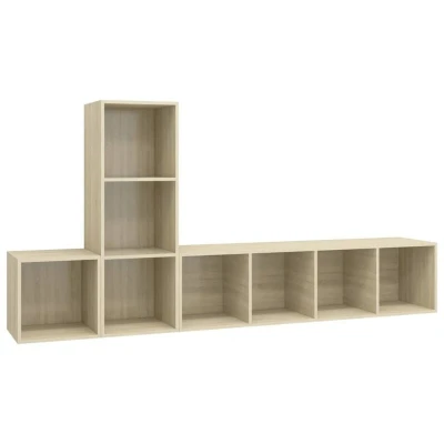 Image of vidaXL 3 Piece TV Cabinet Set Sonoma Oak Engineered Wood