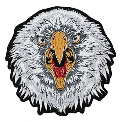 Image of 1piece Fashion Eagle Head Fabric Patches Embroidery Applique Iron on Jacket Decorated Motif Badge Sewing Supplies (Gray)