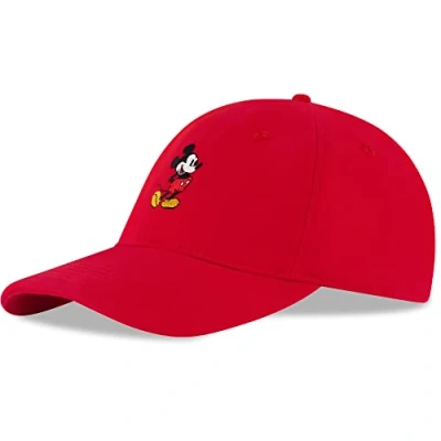 Image of Disney Men&#039;s Baseball Cap, Mickey Mouse Adjustable Hat for Adult, Red, L XL