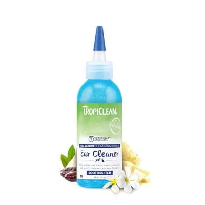 Image of TropiClean Dog Ear Cleaner Grooming Supplies Dual Action Cleaning Solution for Dogs &amp; Cats Gently Dissolves Wax Debris Removes Odour, Soothes Itching Infection, Fragrance Free, 118ml