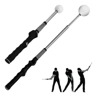 Image of AVCXEC Retractable Golf Training Aid, Swing Trainer for Warm up, Grip Trainer, Strength&amp;Tempo Chipping Hitting,for Beginner Professional Indoor Practice