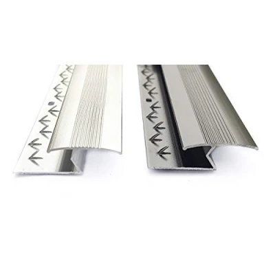 Image of Basic Range Carpet to Tile Threshold Strip Silver or Grey Joining Carpets Laminate, Wood Flooring Door Bar Trim by FloorPro (Grey)