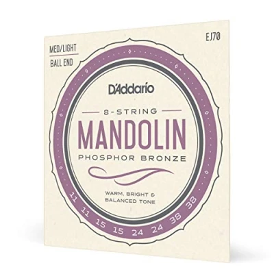 Image of D&#039;Addario EJ70 Phosphor Bronze Medium Light (.011 .038) Ball End Mandolin Strings