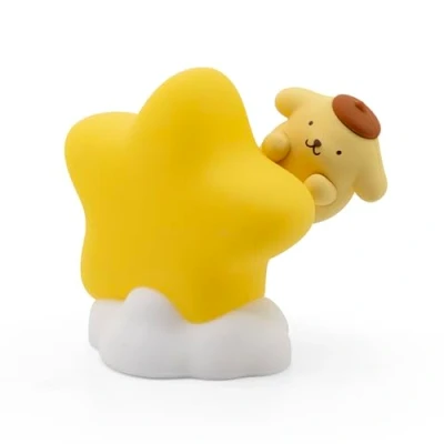 Image of YuMe Toys Bedside Light Star Series, Pompompurin Light, Adorable Peeking Behind a Gold Star, 9cm LED Night for Kids (Ages 3 plus) Bandai