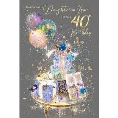 Image of Cherry Orchard Stunning Daughter in Law 40th Birthday Card with Gold Foil Detail and Envelope, from Gorgeous Grace Range