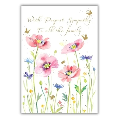 Image of To All The Family Sympathy Greeting Card Foil Finished Ling Design Cards