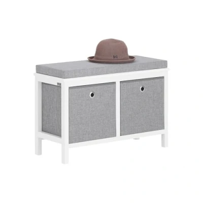Image of SoBuy® FSR81 HG, 2 Baskets Hallway Bedroom Storage Bench, Shoe Bench Rack Cabinet with Seat Cushion