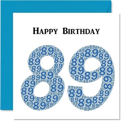 Image of Fun 89th Birthday Cards for Men Shapecloud Happy Card Dad Mum Great Grandad Grandpa Nanny Grandma Gran Uncle Auntie, 145mm x Greeting Cards,