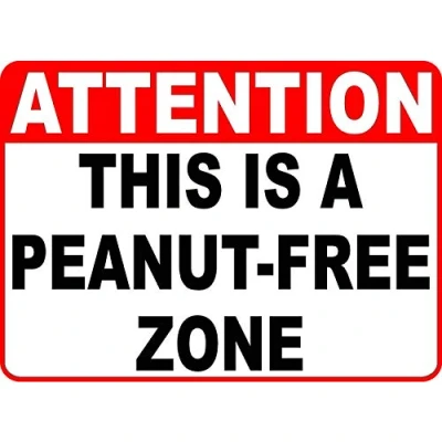 Image of Warning Sign Attention Peanut Free Zone Post for Nut Allergy Safety Road Business 6X8 Inches Aluminum Metal Tin