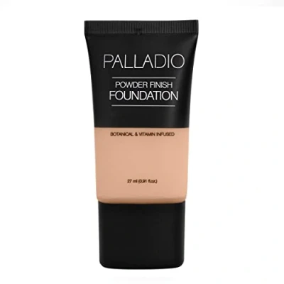 Image of Palladio Powder Finish Liquid Foundation, Natural Matte Appearance, Reduces Fine Lines, Covers Large Pores, Hides Imperfections, All Day Wear, Sheer to Medium Coverage, Sandy Beige