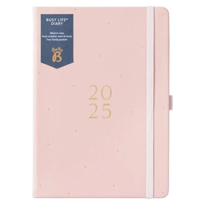 Image of Busy B A5 2025 Diary Life Weekly Planner Journal for Students, Teachers, Work &amp; More with Dual Schedules, Year Calendar, Pen Pockets Elastic Closure Band Pink
