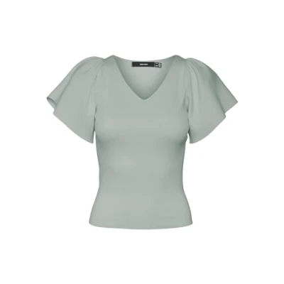 Image of VERO MODA Women&#039;s Vmginny SS V Neck Pullover Noos Knitted Jumper, Jadeite, XS