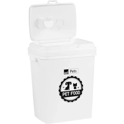 Image of Taylor &amp; Brown 40L/15KG White Grey Airtight Pet Food Storage Container Flip Top Locking System With Integrated Scoop Plastic Birds Dog Cat Animal Dry Dispenser Bin