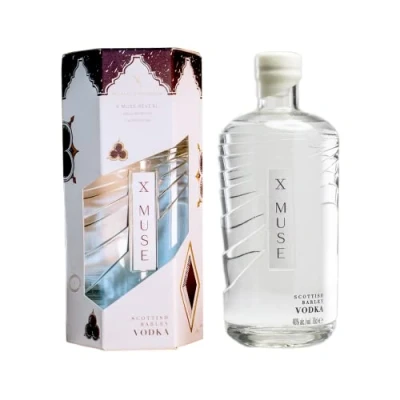 Image of X MUSE Vodka 70cl with Pablo Bronstein Limited Edition Gift Box (Tenth Muse) Scottish Barley Distilled and Bottled in Scotland 40% Alcohol By Volume