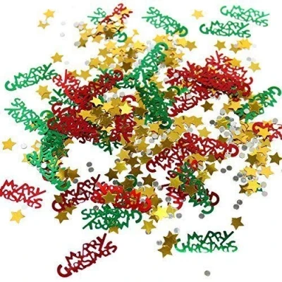 Image of Robelli Merry Christmas Party Table Confetti (Snowflakes, Stars, Trees etc) (Merry Christmas)