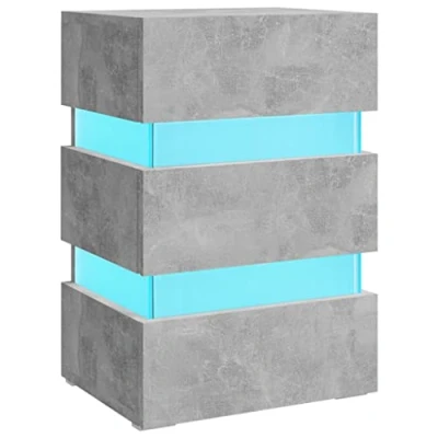 Image of vidaXL LED Bedside Table Concrete Grey, Rectangular, Engineered Wood, 45x35x67 cm, includes USB Connection and Remote Control