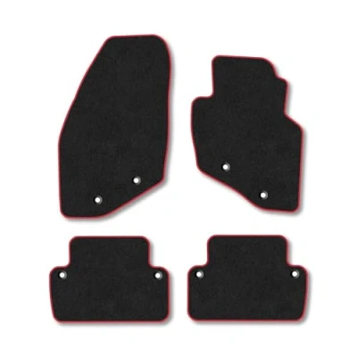 Image of Car Mats Compatible with Volvo V70 (2000 2007) Tailored Fit Red Carpet Floor Set Accessory Custom 4 Pieces Anti Slip Backing &amp; Binding Trim Edge