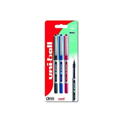 Image of Uni ball UB 150 Eye Rollerball Pens. Premium Micro 0.5mm Ballpoint Tip for Super Smooth Handwriting, Drawing, Art, Crafts and Colouring. Fade Water Resistant Liquid Ink. 3 Pack