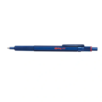 Image of rOtring 600 Ballpoint Pen Medium Point Black Ink Blue Barrel Refillable