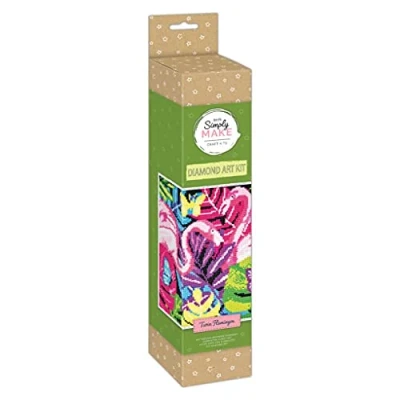 Image of Simply Make Diamond Art Kit Twin Flamingos Painting Kits for Adults, Vibrant Picture Canvas with Accessories, Home Decor or Wall Hang Accessory, Gem Tool Included &amp; Craft