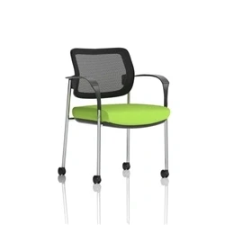 Image of Brunswick Deluxe Mesh Back Chrome Frame Seat Green With Arms/Castors