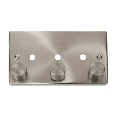 Image of Click Deco 3 Gang Unfurnished Dimmer Plate and Knob (1200W Max) Satin Chrome