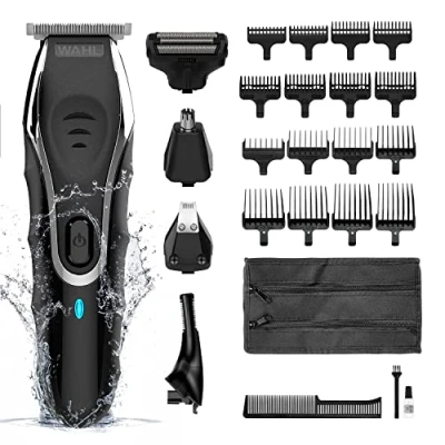 Image of Wahl Aqua Blade 10 in 1 Multigroomer, Eyebrow Attachment, Beard Trimmers, Body Men’s Trimmer, Stubble Trimming, Shaving, Face Grooming, Fully Washable