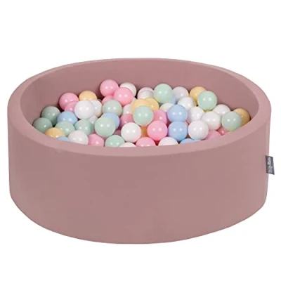 Image of KiddyMoon 90X30cm/200 Balls ∅ 7Cm / 2.75In Baby Foam Ball Pit Certified Made In EU, Heather:Pastel Blue/Pastel Yellow/White/Mint/Powder Pink