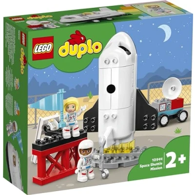 Image of LEGO 10944 DUPLO Town Space Shuttle Mission Rocket Toy, Set Preschool Toddlers Age 2 4 Years Old With Astronaut Figures