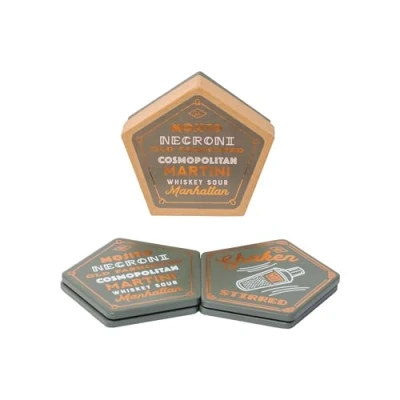Image of Gentlemen&#039;s Hardware Coaster Set Gift for Dad Pentagonal Ceramic Boxed Drink Coasters, of 4, Cocktail