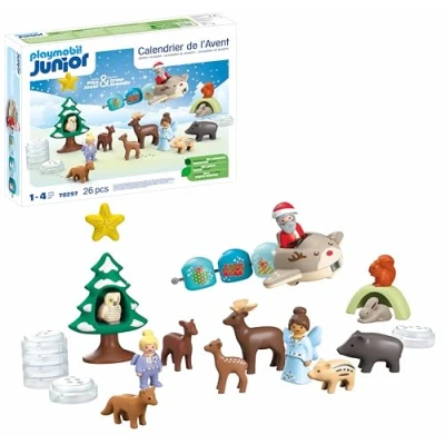 Image of Playmobil 70297 Advent Calendar: 1.2.3 Snowy Christmas, Countdown to includes 24 doors open each day in December, Christmas toy for children ages 4 years+
