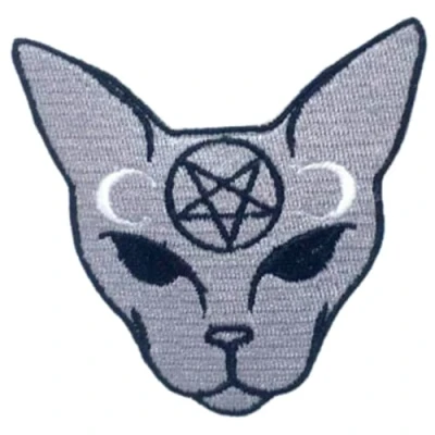 Image of Goth Cat Meow Gothic Badge Iron on Sew Embroidered Patch