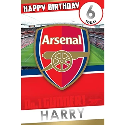 Image of Danilo Promotions Limited Personalised Arsenal FC Birthday Card, Any Age Football Name Greeting Cards,Multi,9 x 6 inch