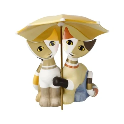 Image of Goebel Cat Figurine Amici Sotto lombrello Rosina Wachtmeister World
