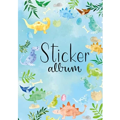 Image of Avery Zweckform 57793 Dino Sticker Album with 16 Blank Pages (A5 Book for Children, Boys, Collecting, Dinosaur Stickers Scrapbook, Silicone Paper Blank, Children&#039;s Birthday, Gift