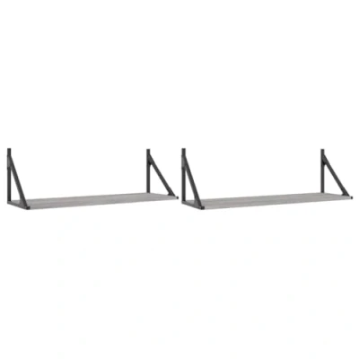 Image of vidaXL Wall Shelves 2 pcs Grey Sonoma 80x25x25.5 cm Engineered wood